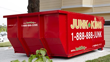 Dumpster sitting in home driveway.