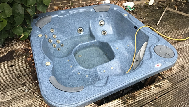 A blue hot tub insert.