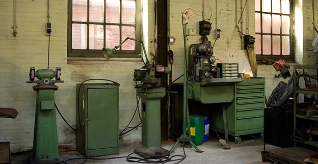 A factory room with old equipment.