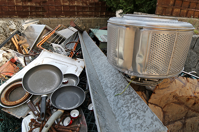 A large pile of scrap metal.