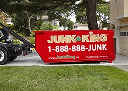 Junk King dropping of dumpster rental.